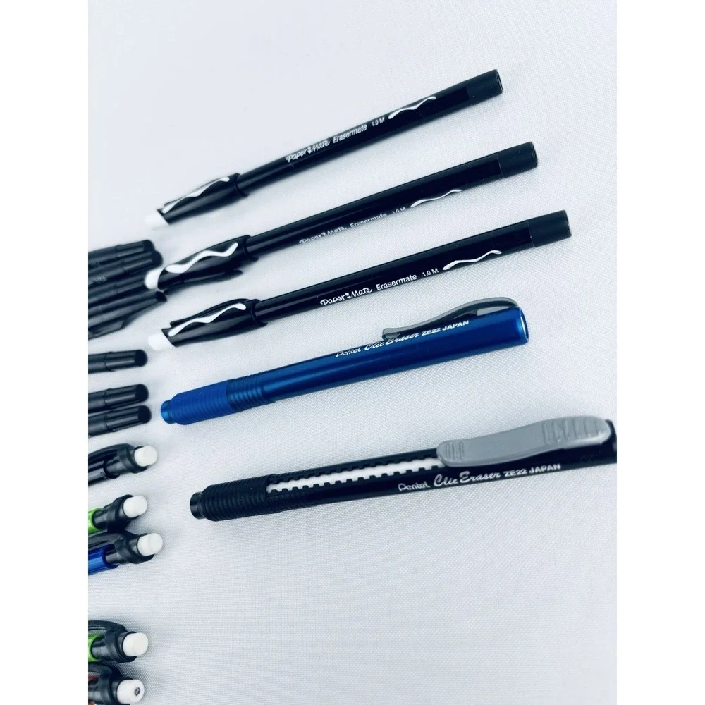 Mixed Lot Mechanical Pencil Pens Retractable Erasers Pilot Pentel Paper-Mate Vtg